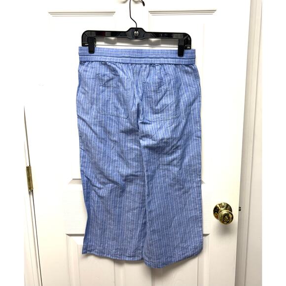 Talbots Blue Pull On Pants, NWOT, Linen Cotton, Beach, Cropped, Women's Size SP - Picture 3 of 4